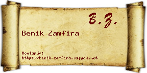 Benik Zamfira névjegykártya